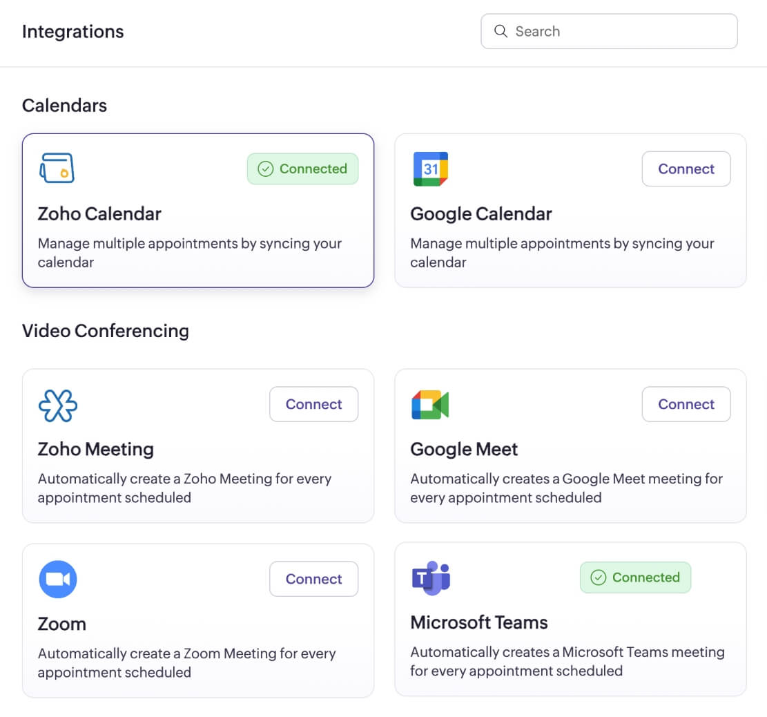 Meetings integration in scheduler app Meetings integration