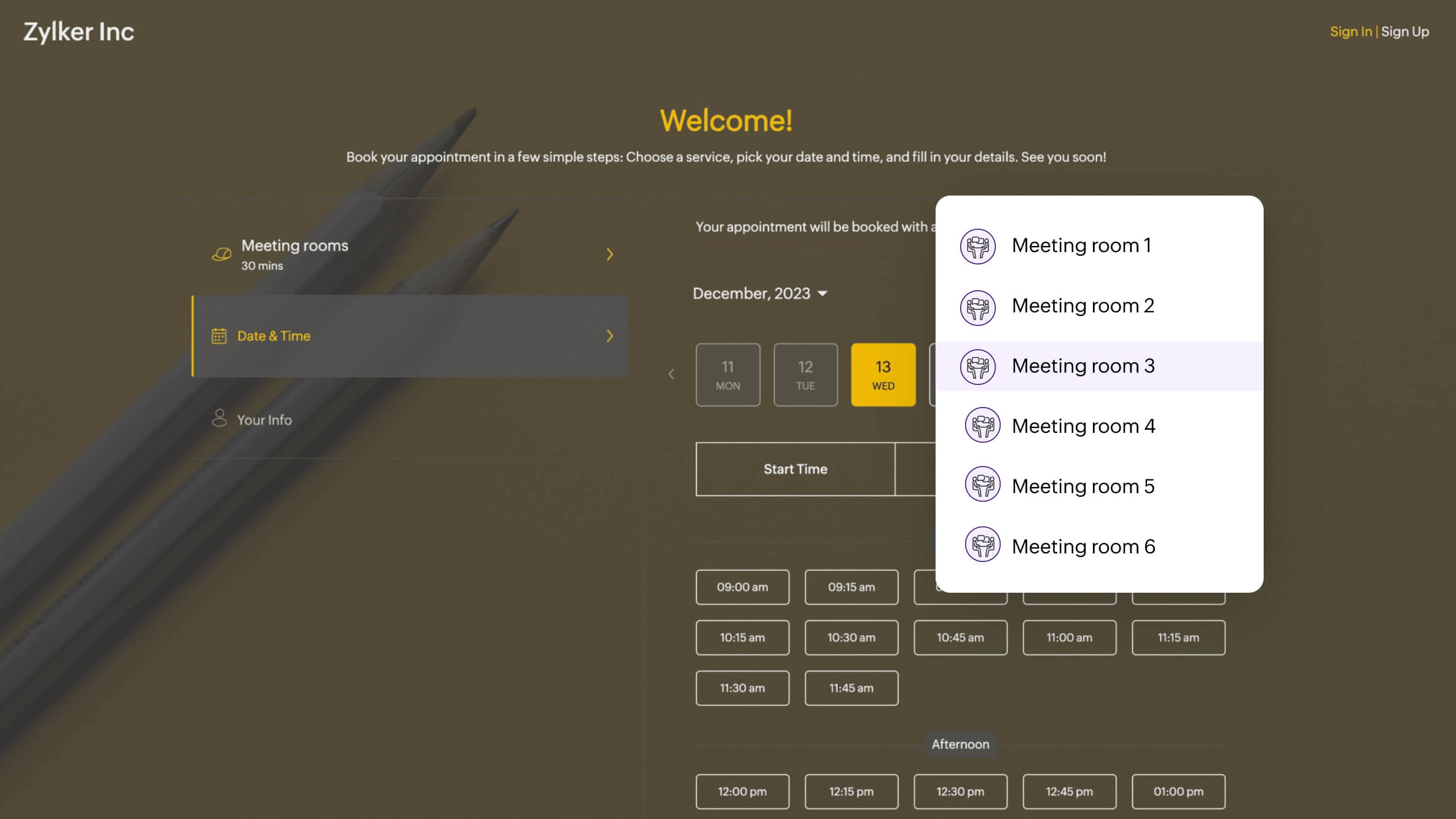Resource booking system Resource booking