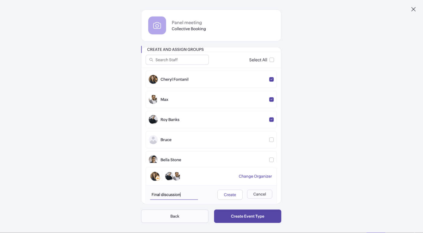 Panel meeting in Zoho Bookings