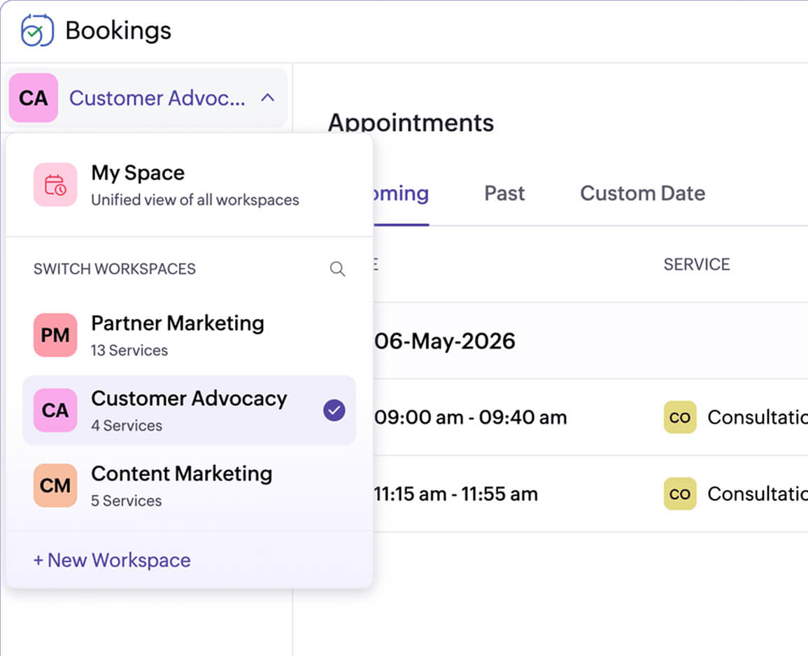 Manage event types with workspaces
