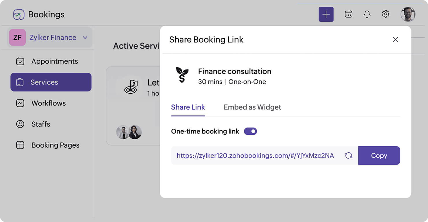 One-time booking links