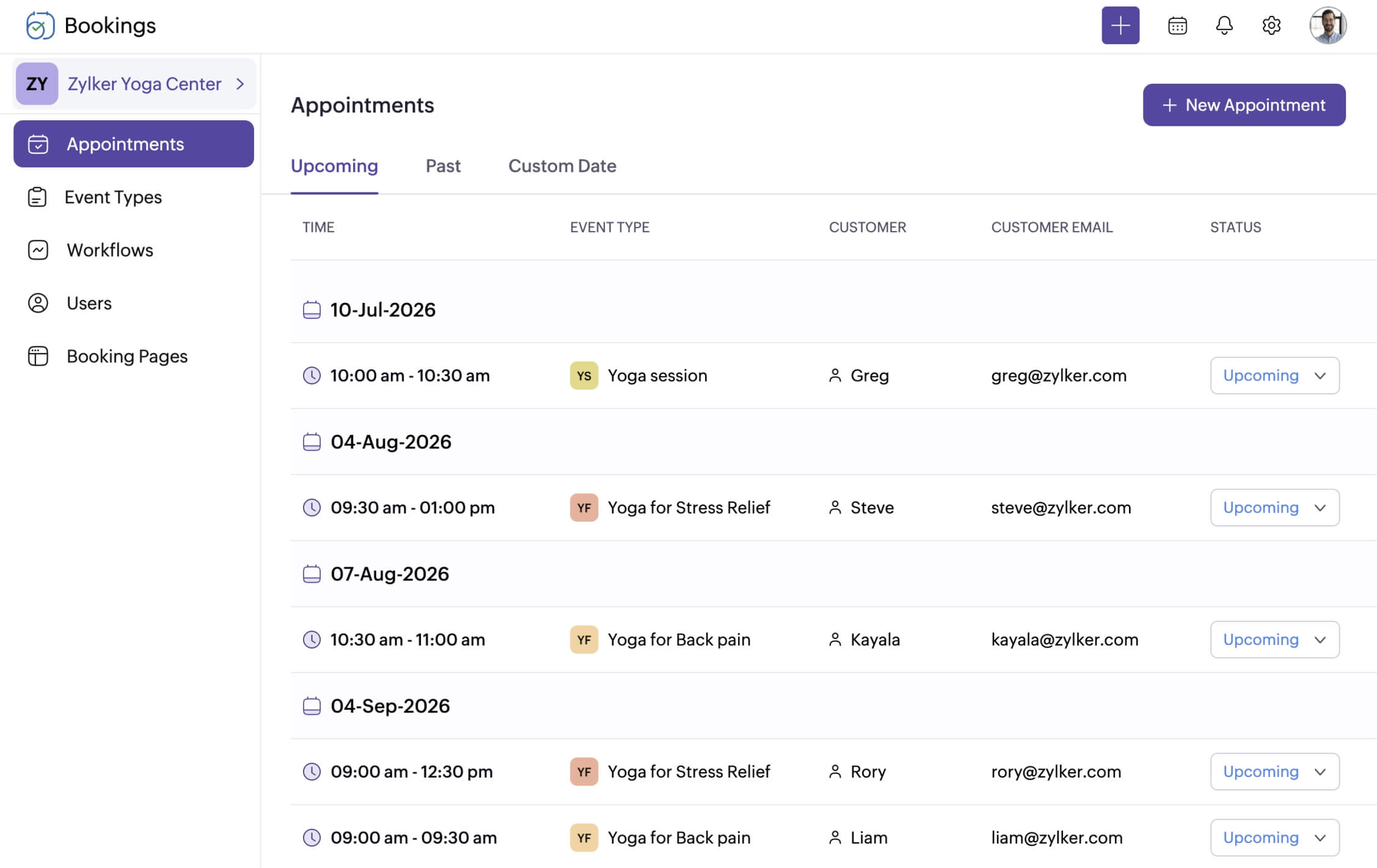 Personal trainer calendar