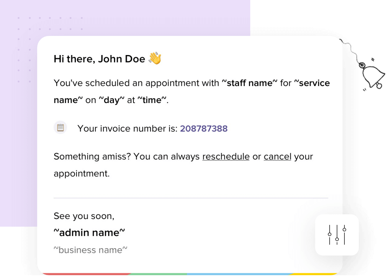 Zoho Bookings email template