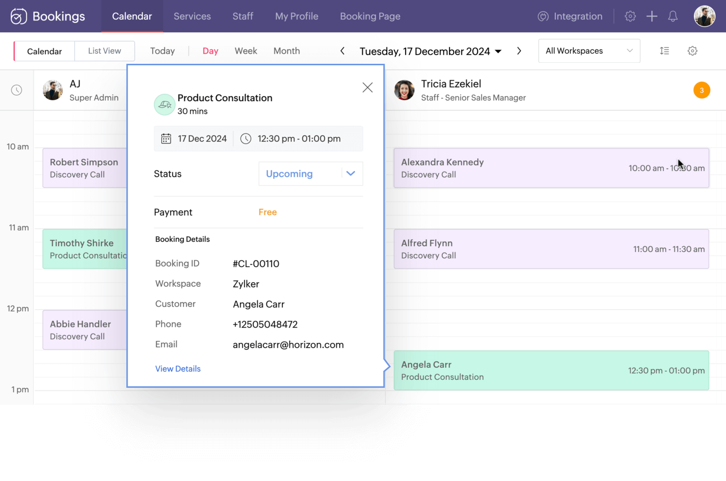 Schedule meetings to your team members effortlessly on Zoho Bookings