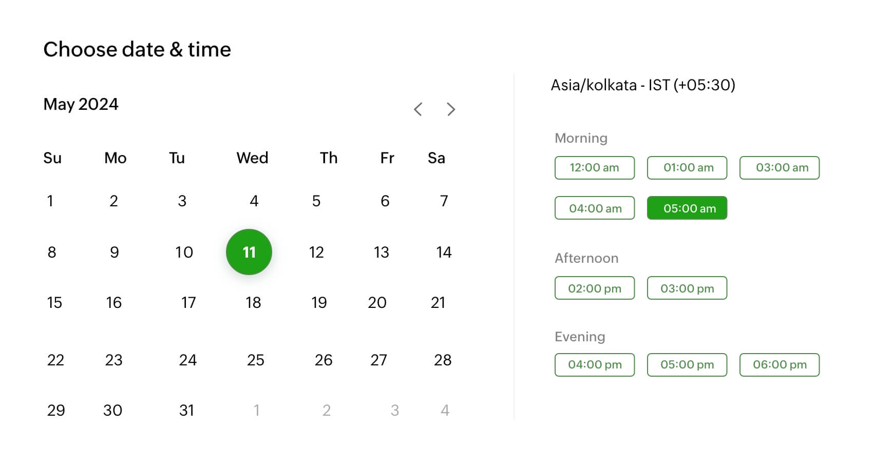 Customers can choose from your availability