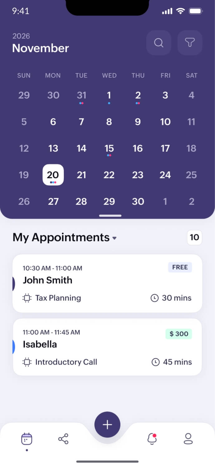 Zoho Bookings mobile view