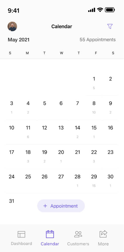 Zoho Bookings calendar on web and mobile