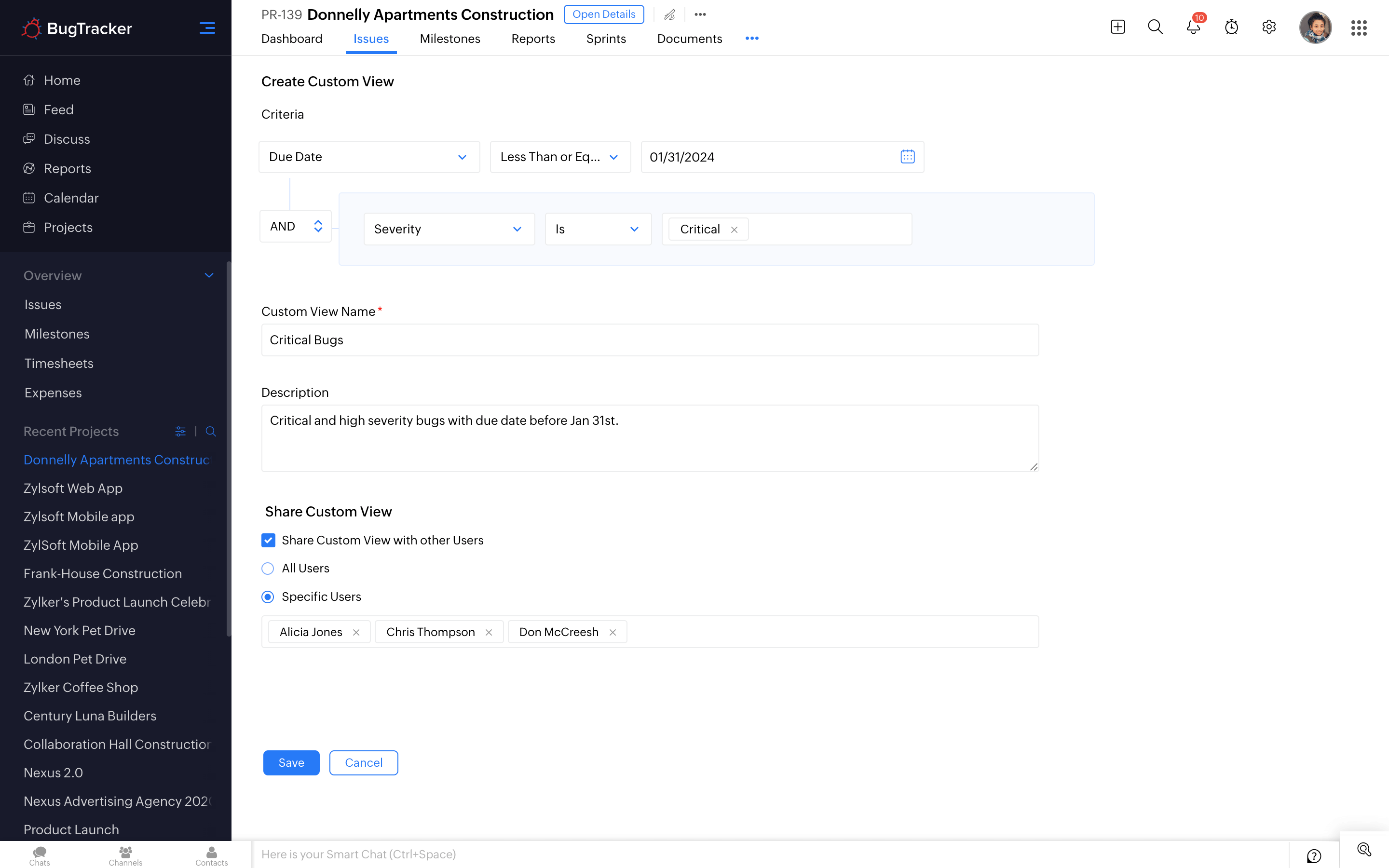 Customize the default view