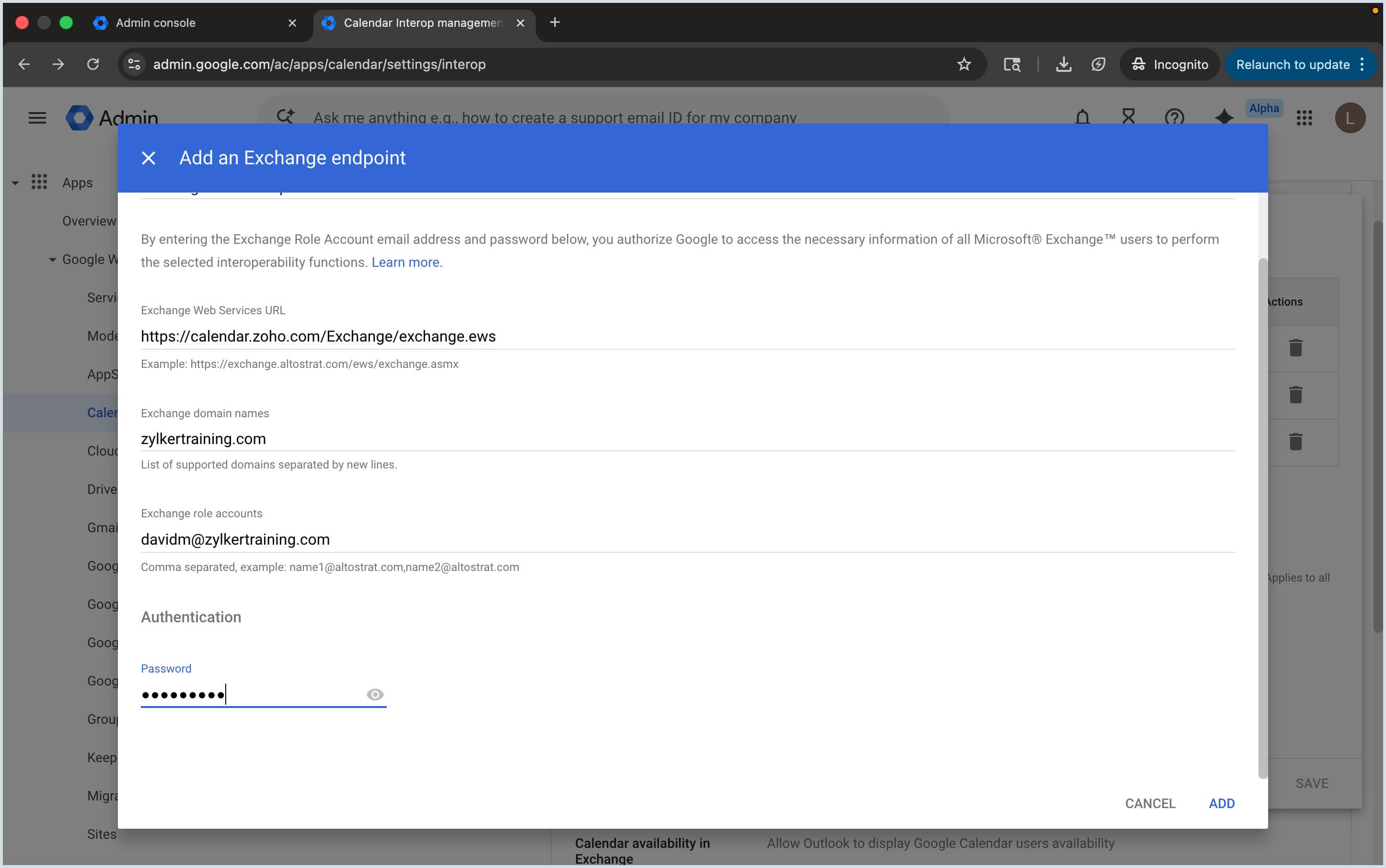 Add an Exchange endpoint Add an Exchange endpoint