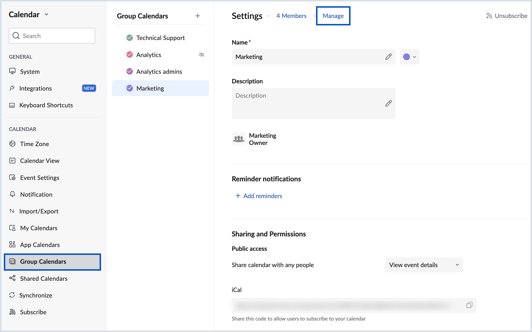 Manage group