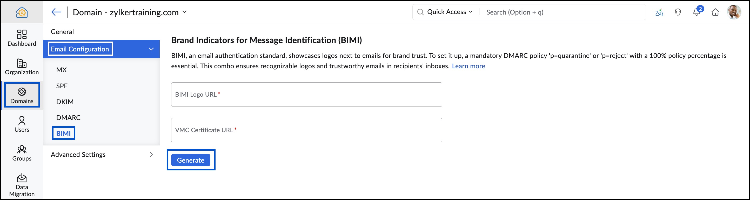 BIMI configuration BIMI configuration