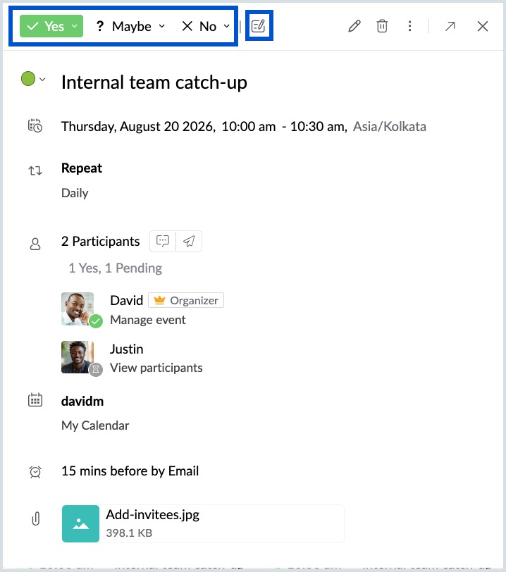 Calendar event invitation Calendar event invitation