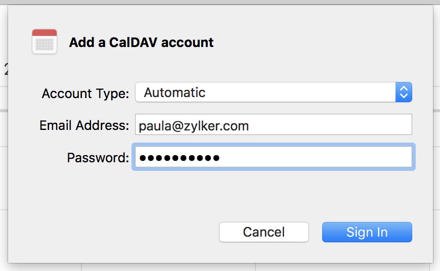 add caldav account