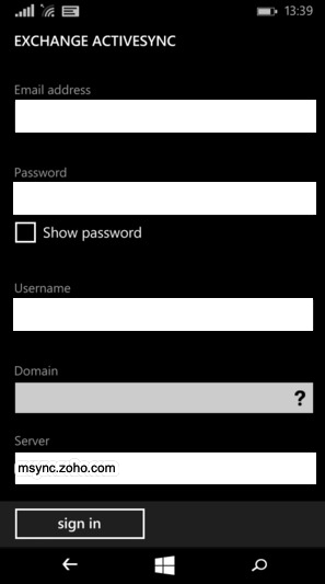 Sign in active sync Sign in active sync