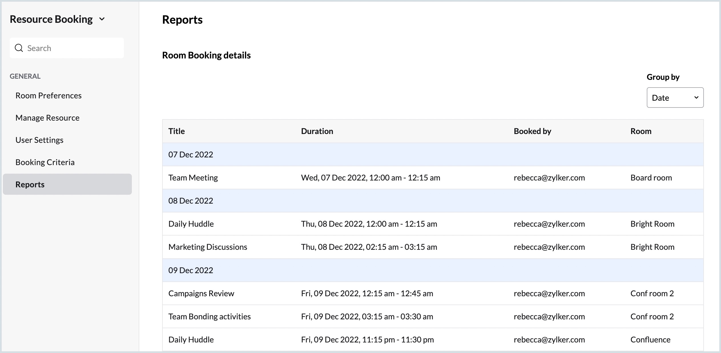 Room booking