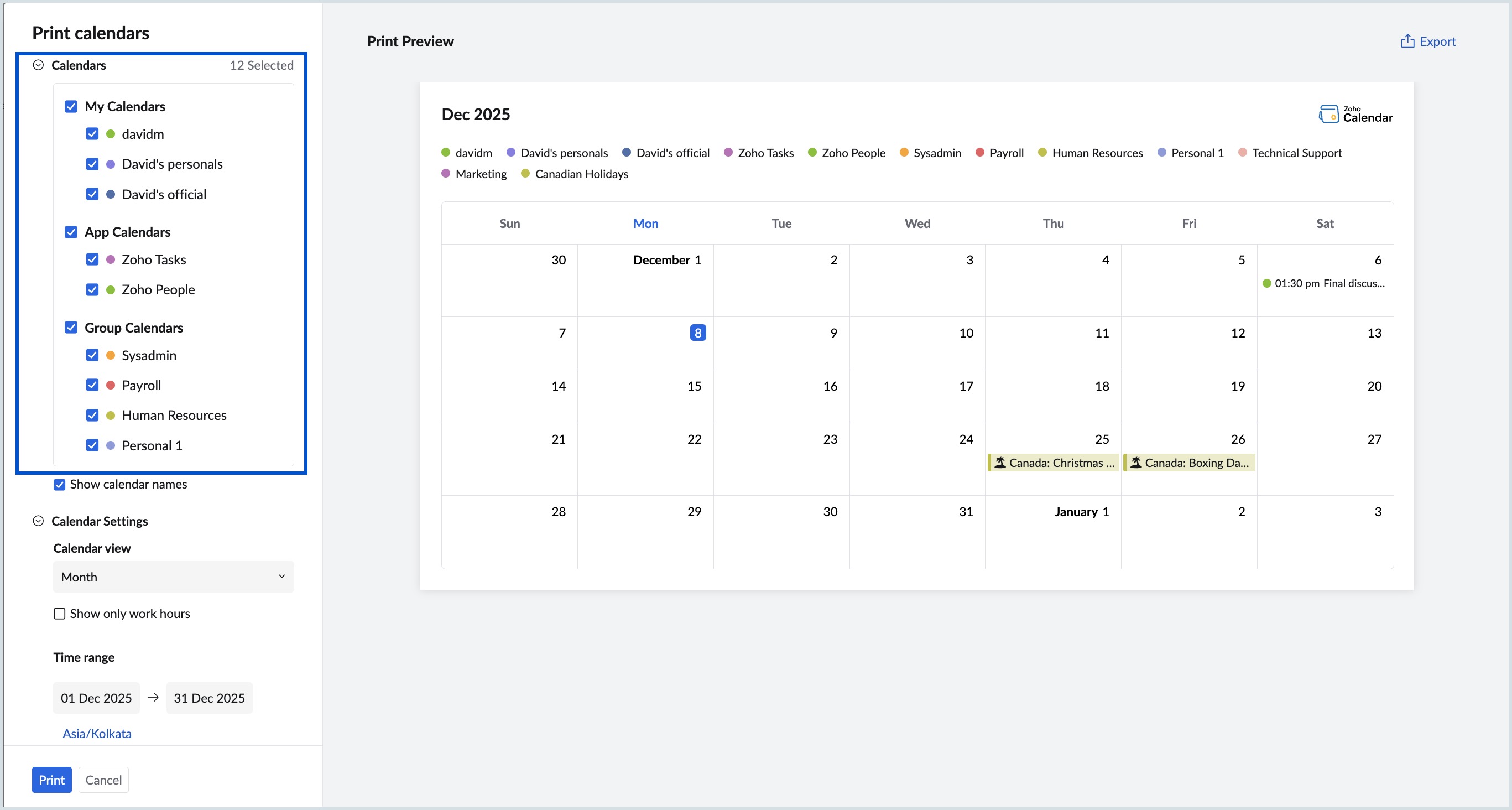 Available Calendars Available Calendars