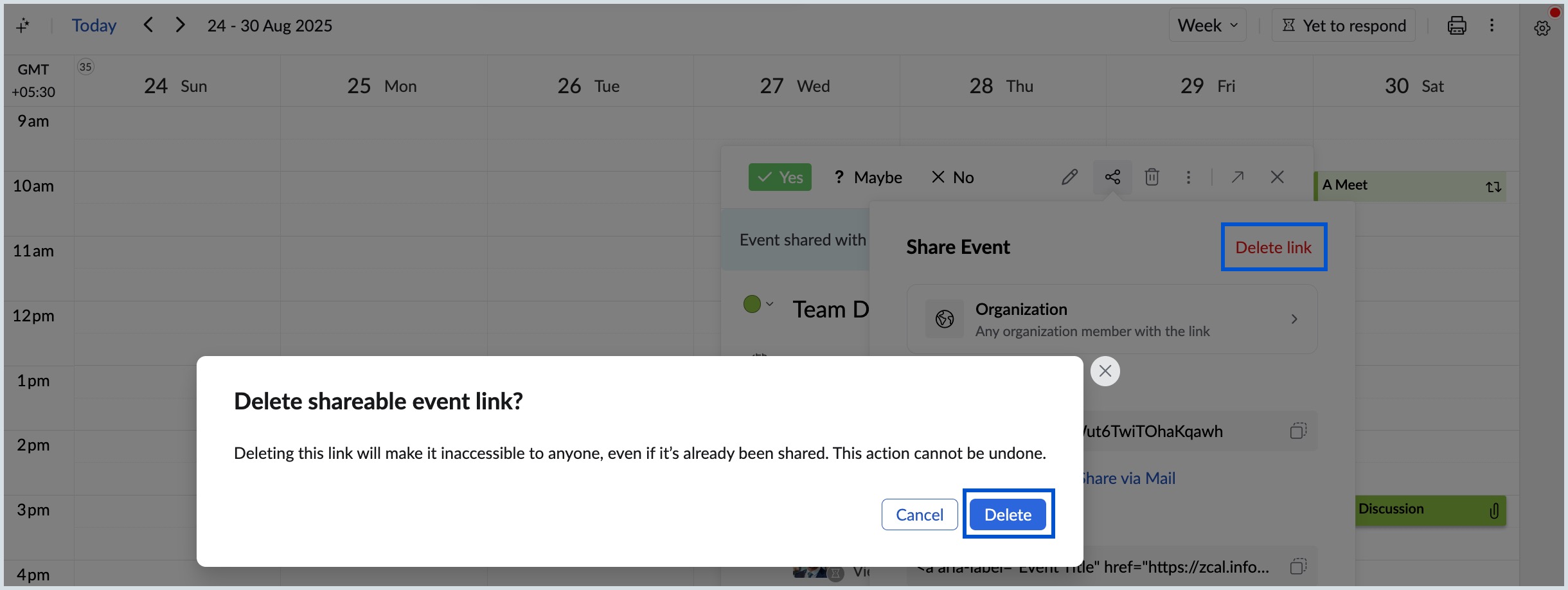 Delete link