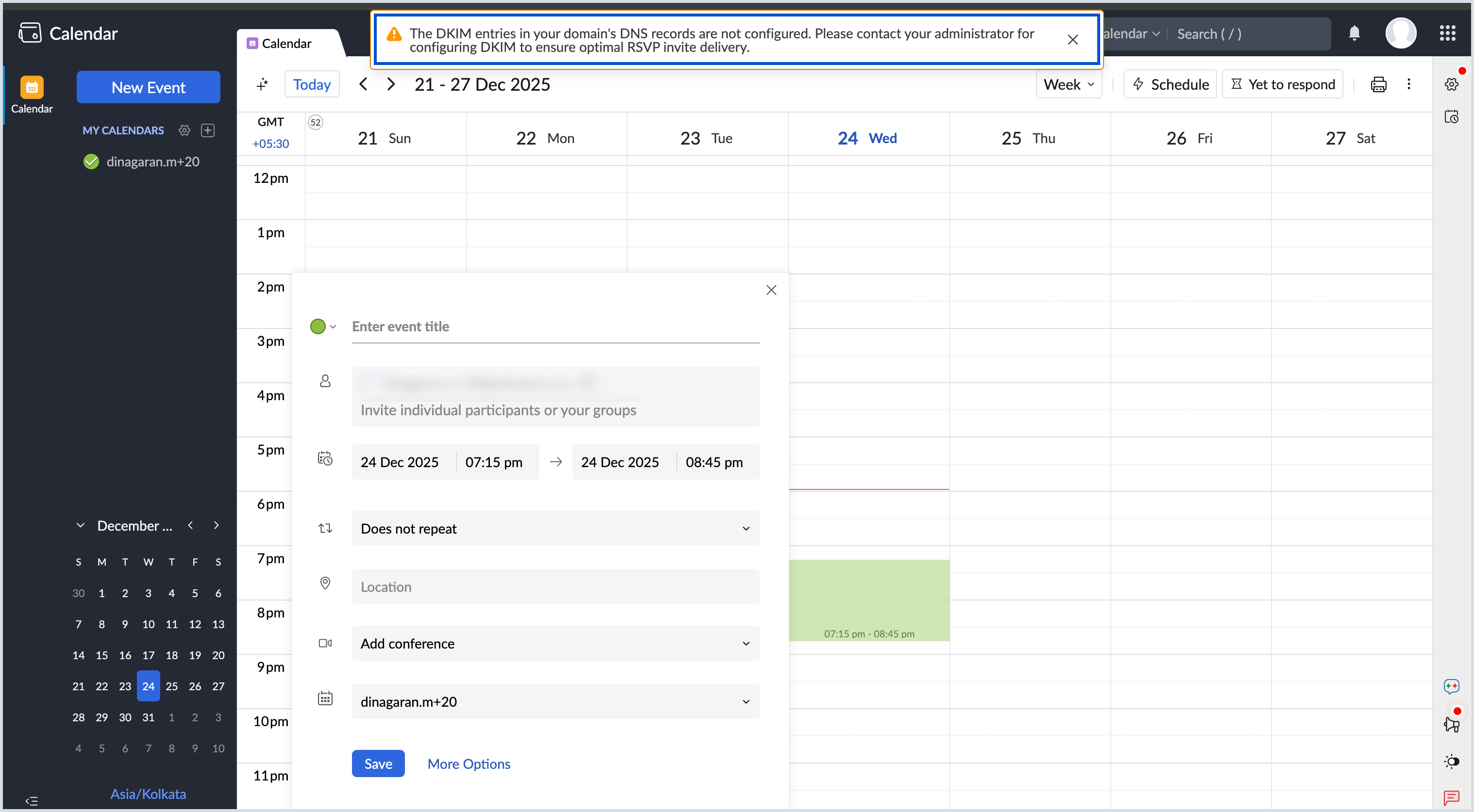 DKIM configuration error notification