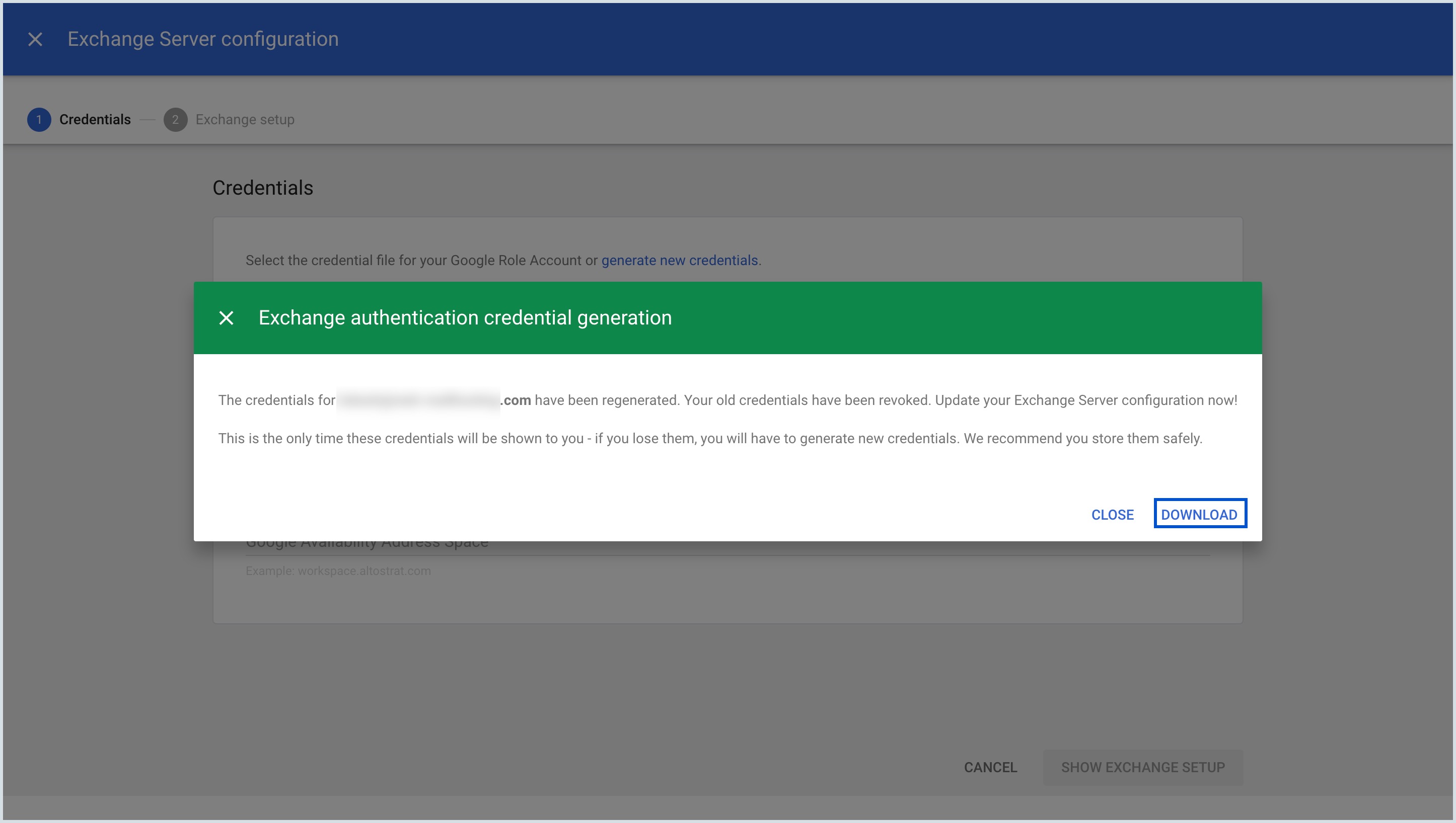 Download credentials Download credentials