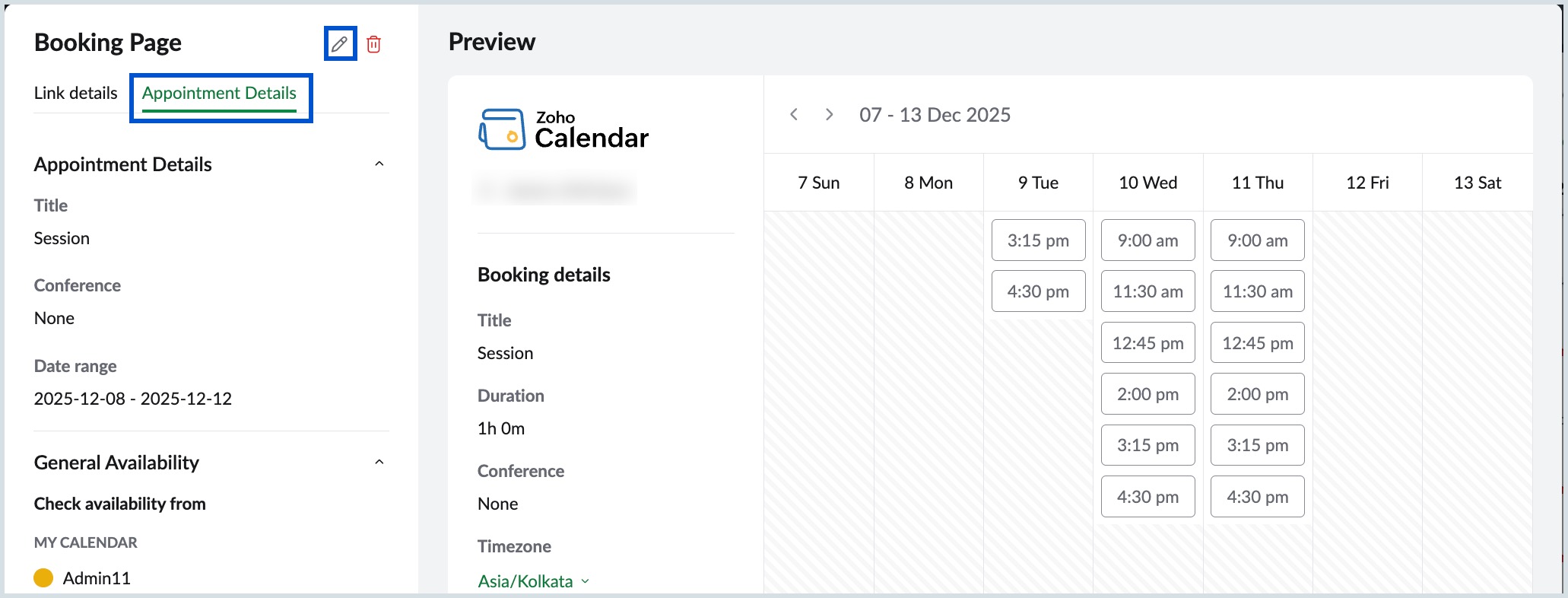 Edit and delete Appointment details