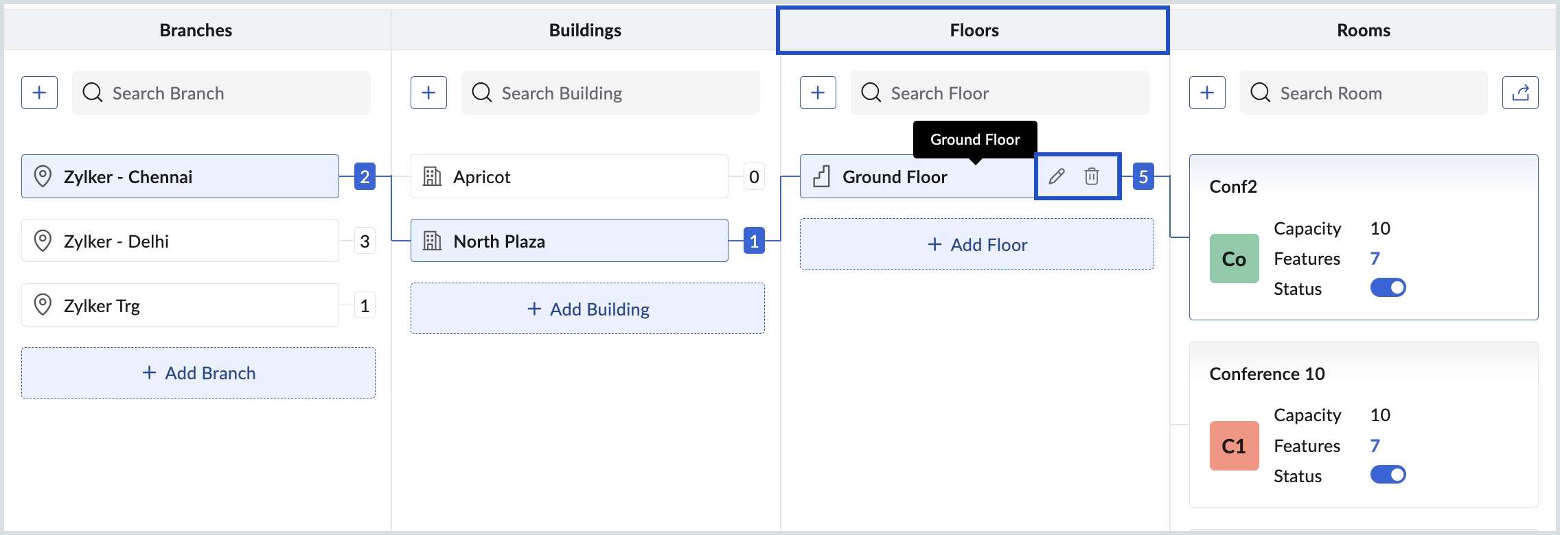 Edit/Delete Floor
