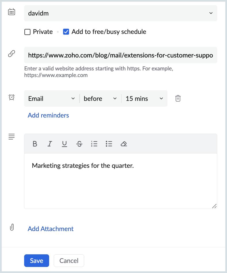 Event details Event details