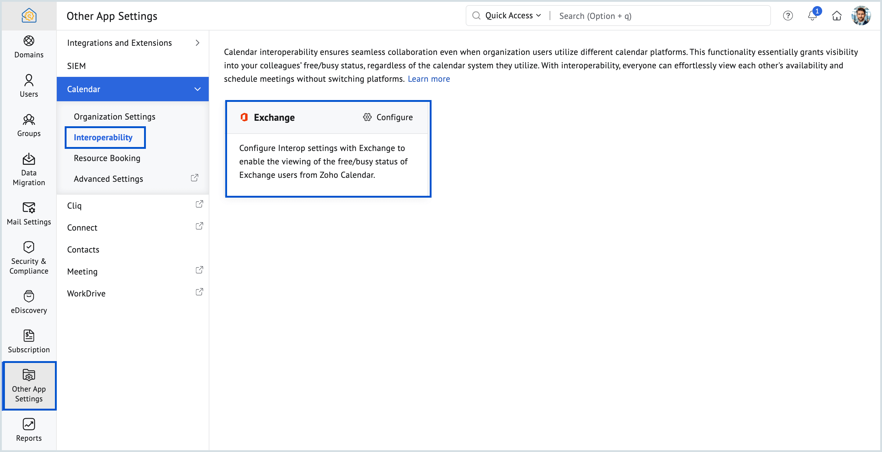 Exchange interoperability