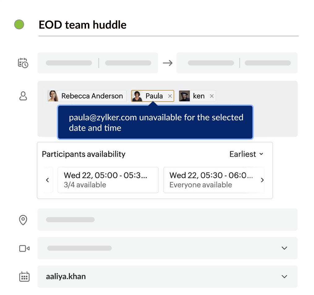時間の自動提案で全員の空き状況を確認