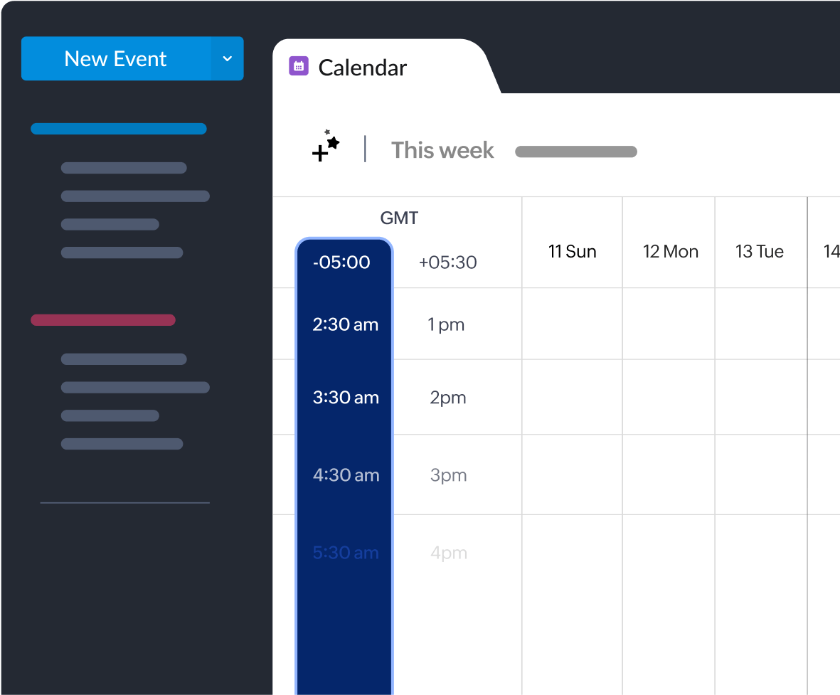 2つのタイムゾーンでカレンダーを確認