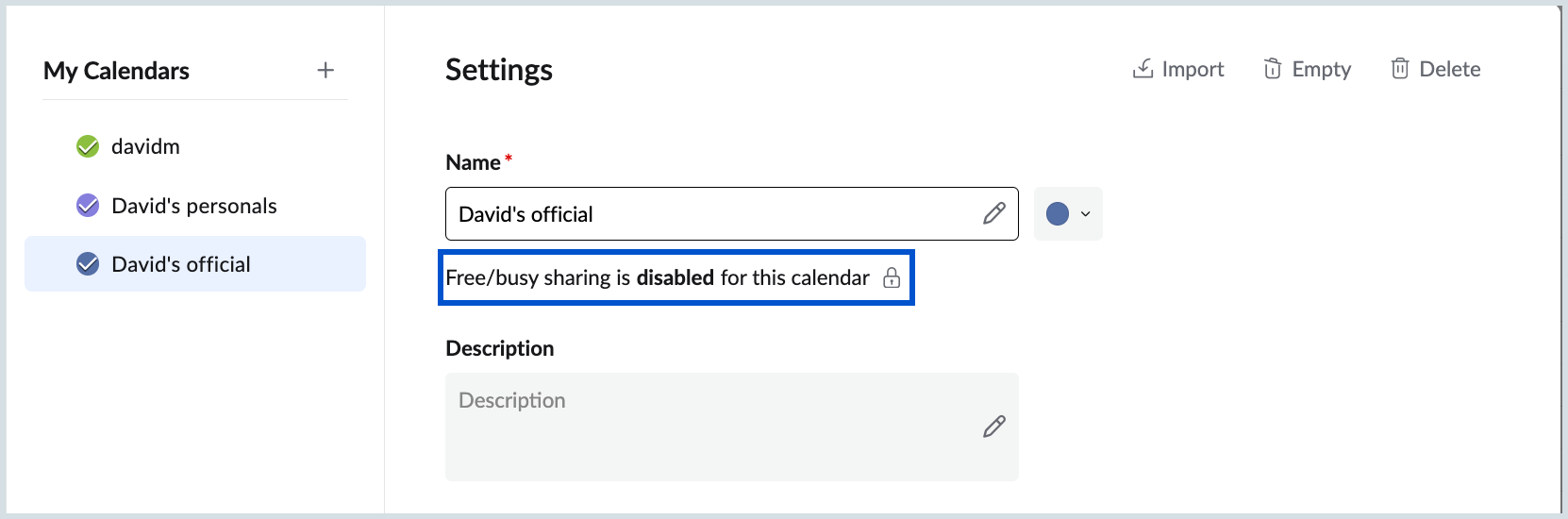 Free/Busy sharing and status disabled Free/Busy sharing and status disabled