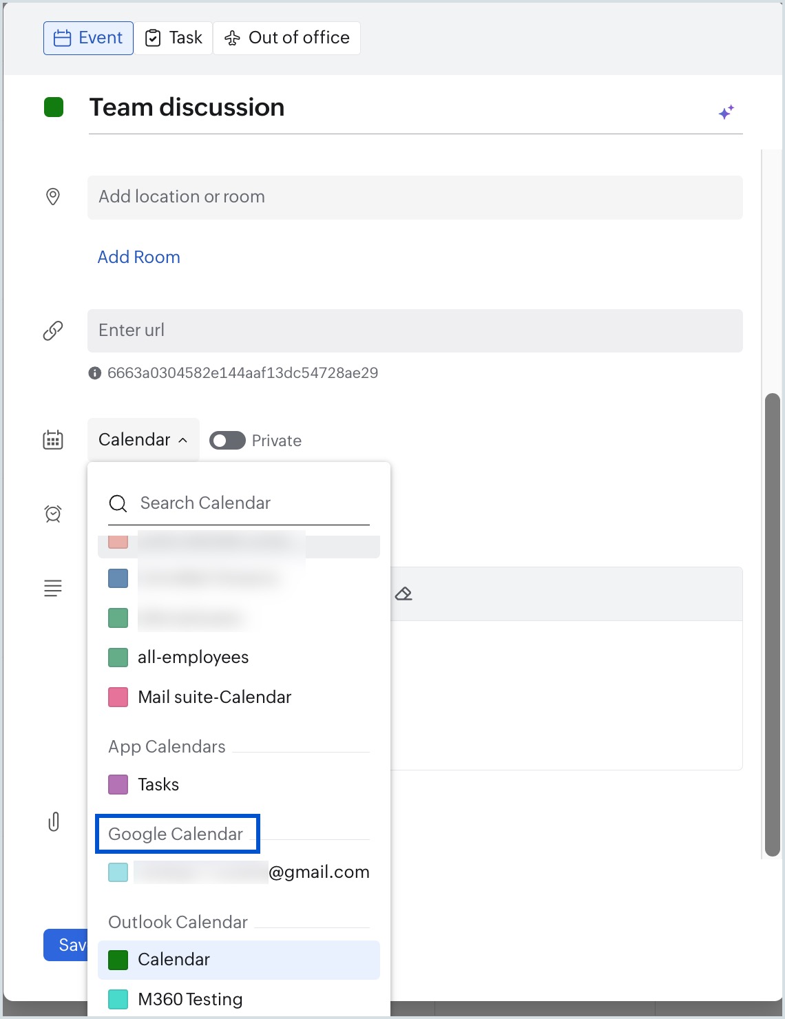 Google Calendar events