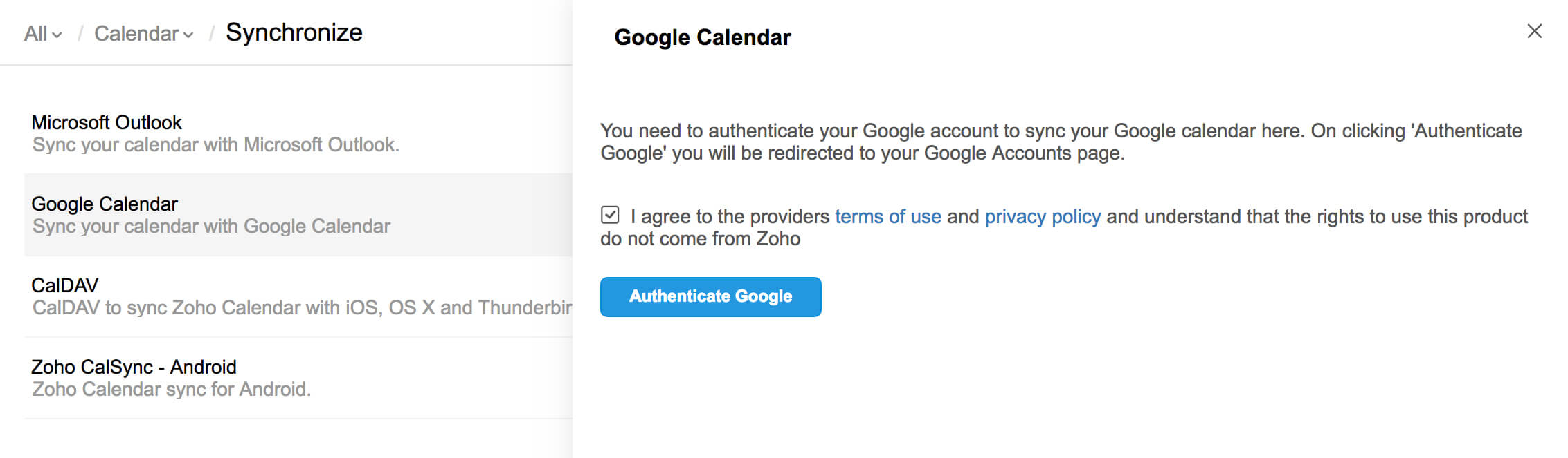 Google Agenda, prazer, Zoho Calendar!