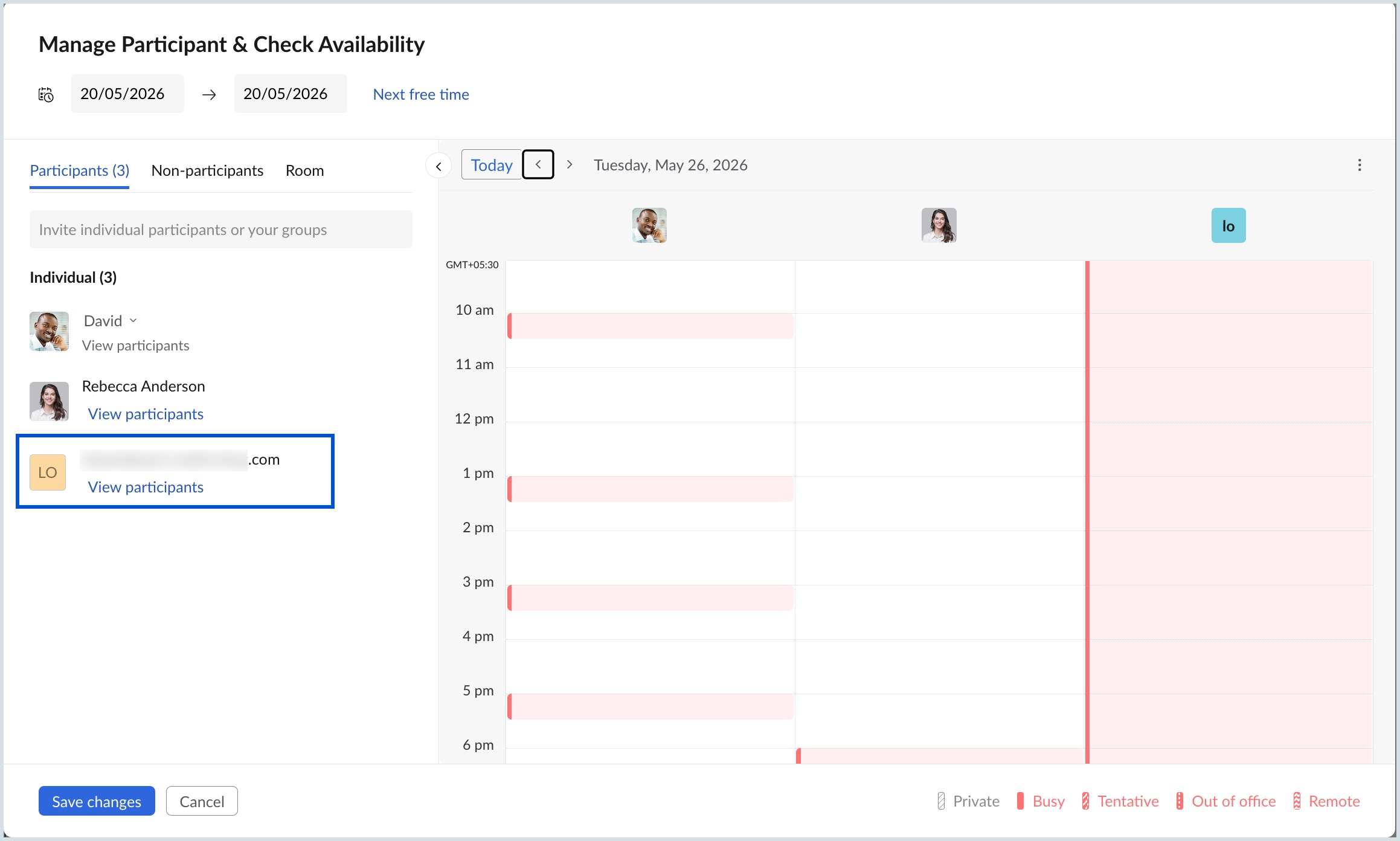 Google Calendar user - availability Google Calendar user - availability
