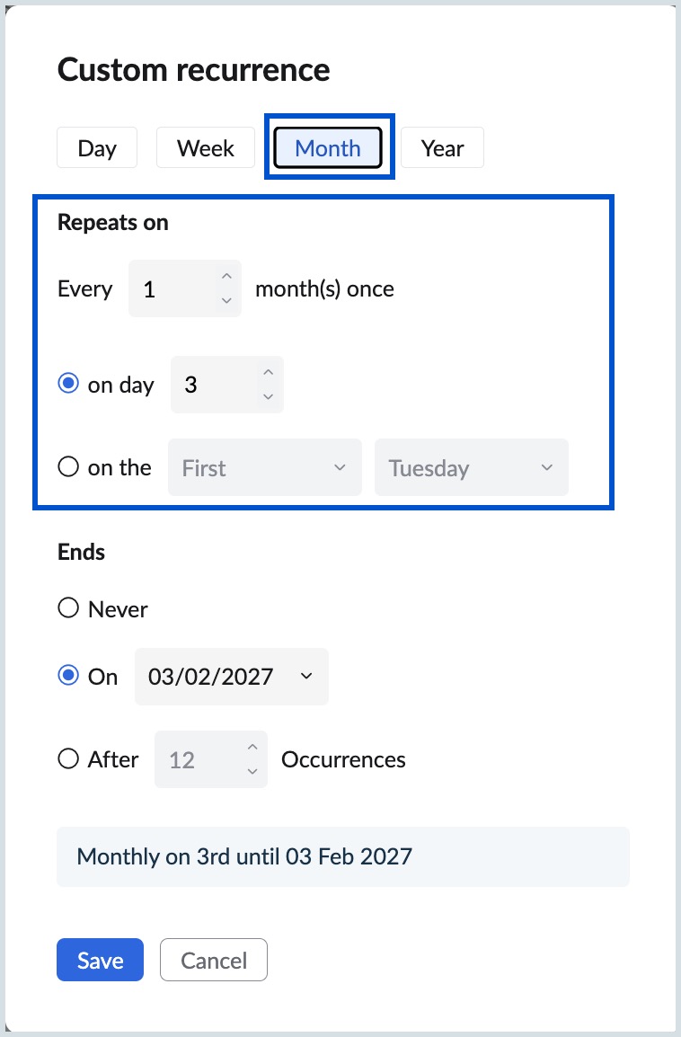 Select repeat pattern