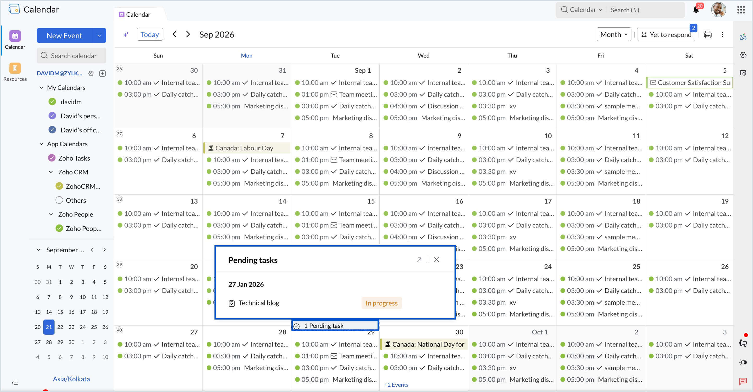Pending tasks