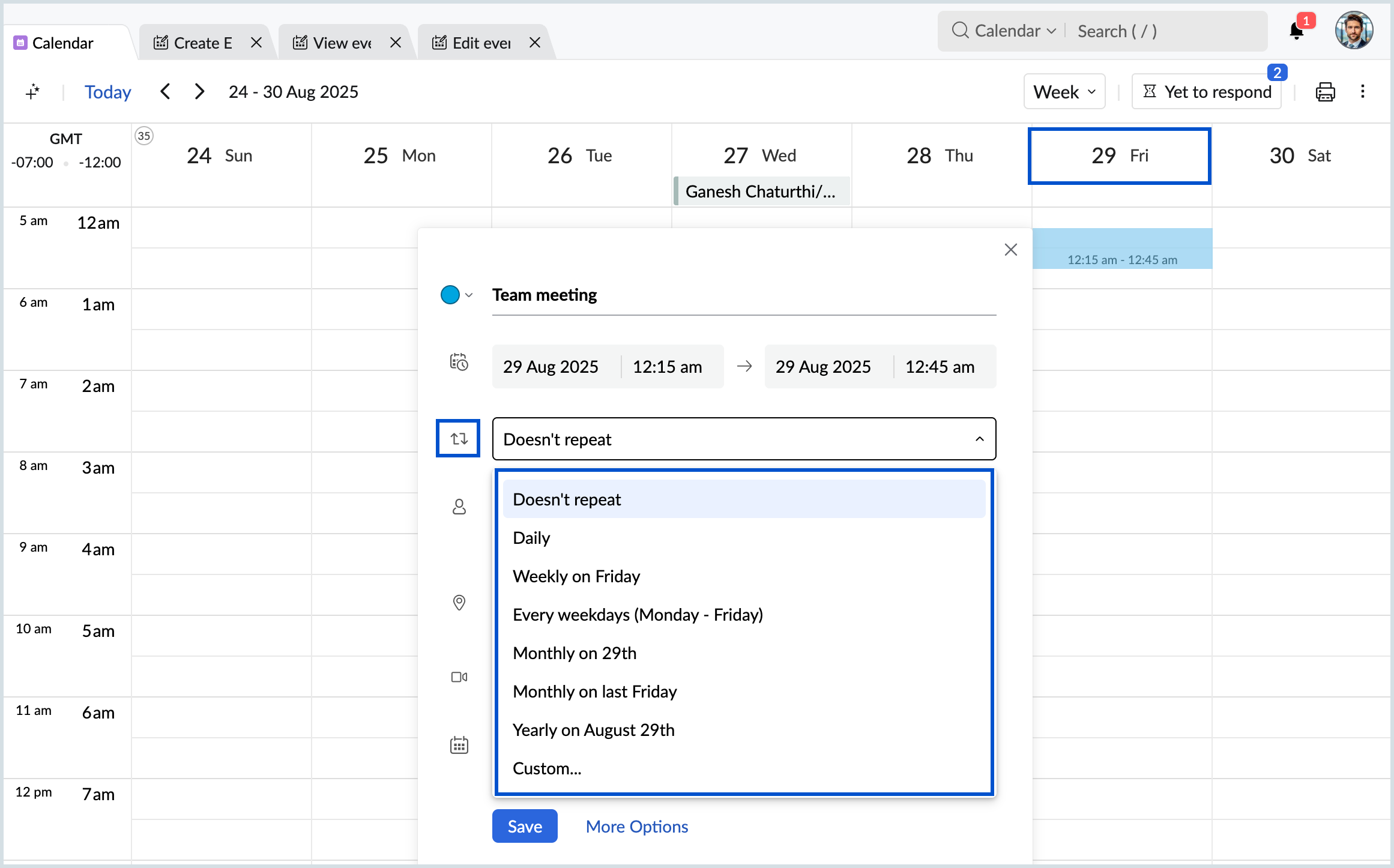 Repeat drop-down