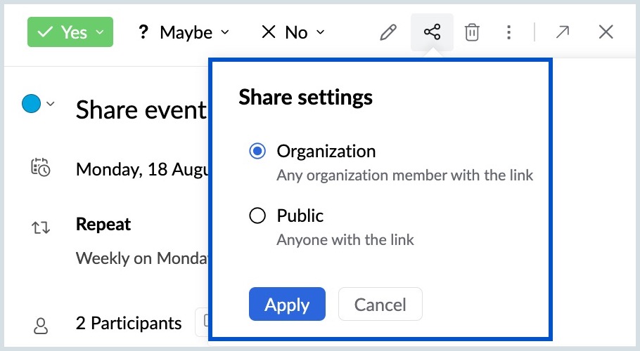Share settings