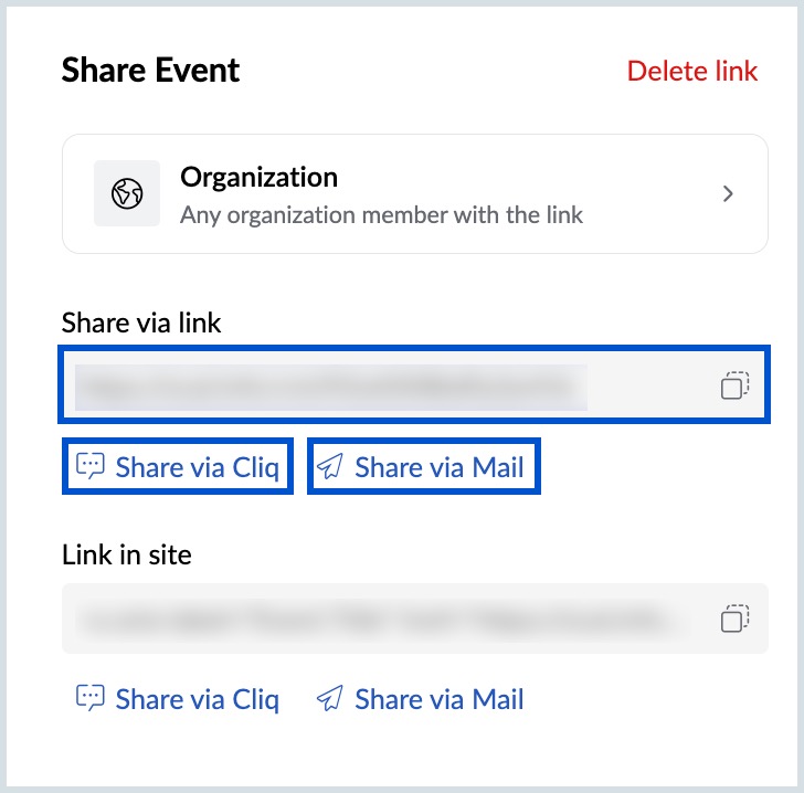 Share event via URL