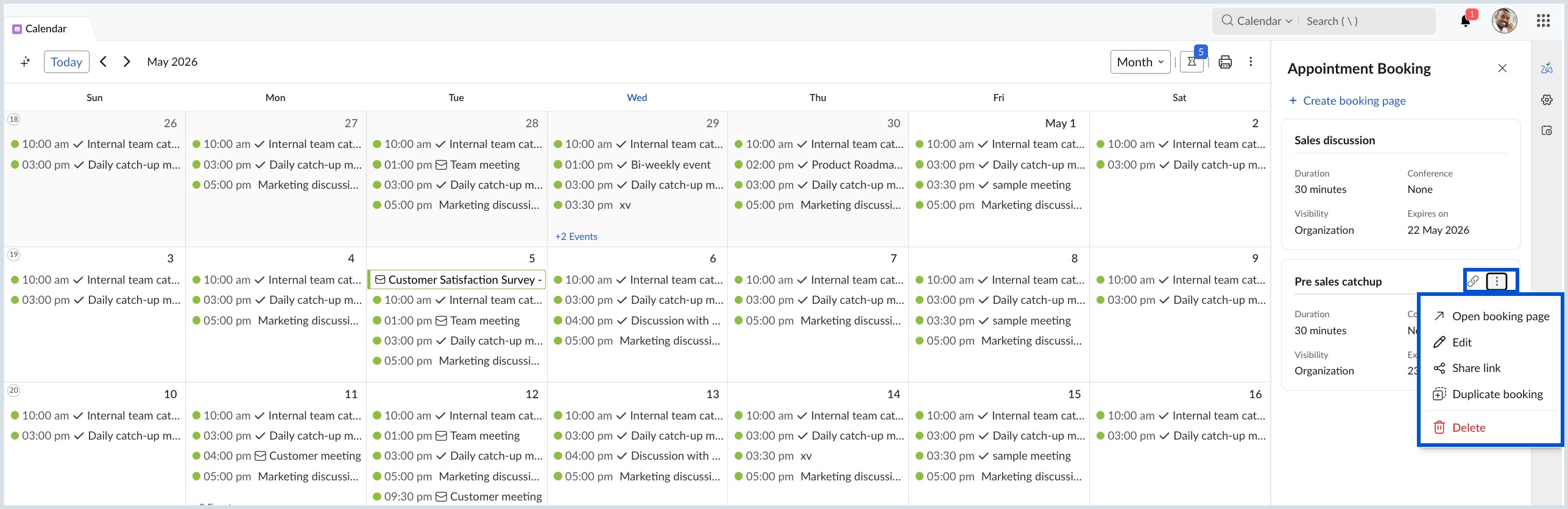 Manage your Booking Page
