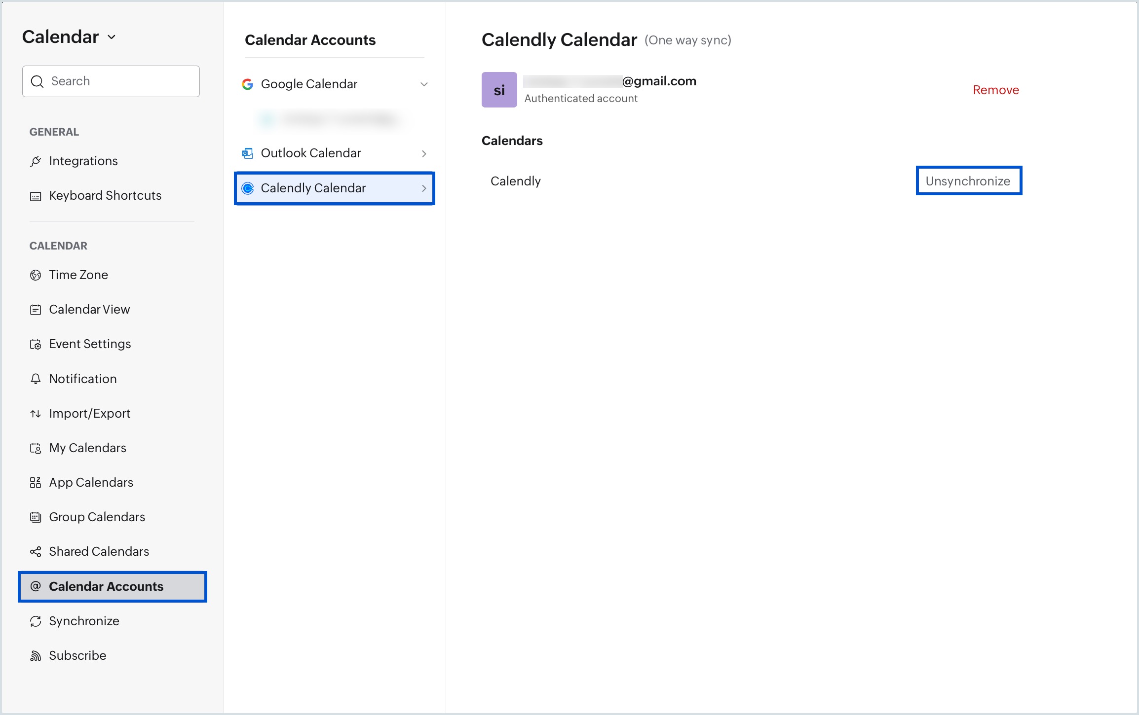 Unsynchronize Calendly Unsynchronize Calendly