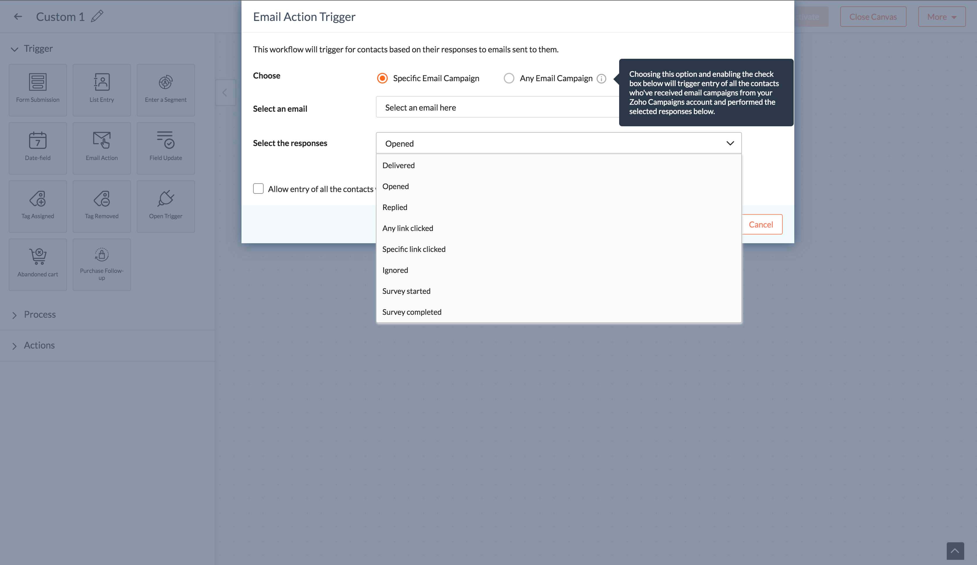 Email Action trigger