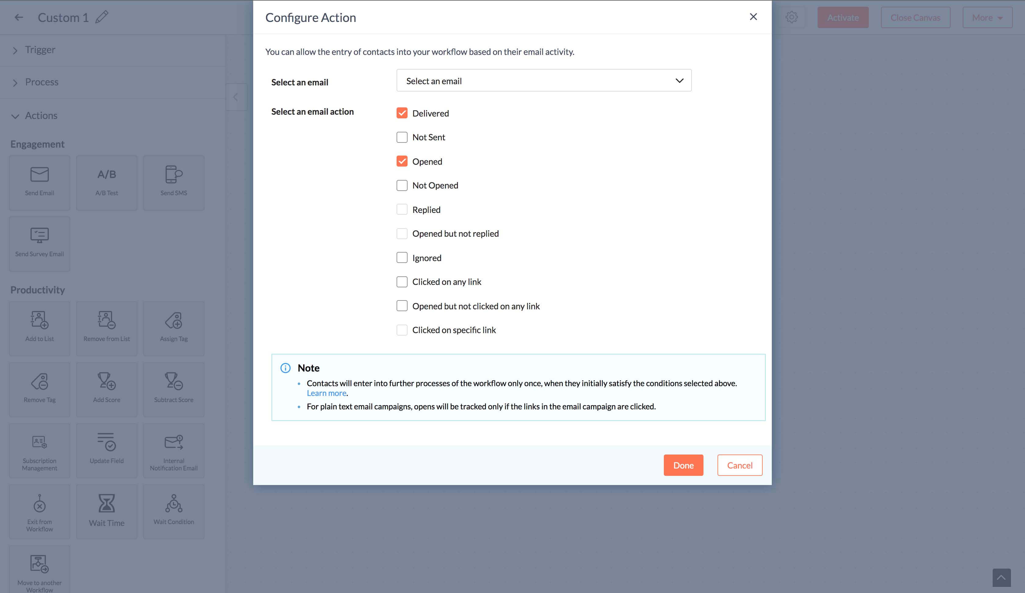 Email Activity condition