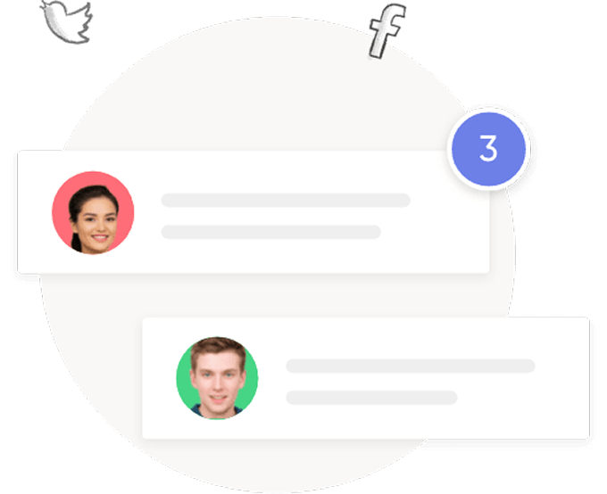 Social media widgets and comments added to an email.
