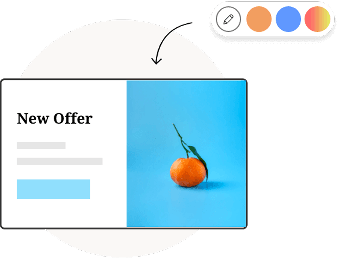 Color palette and layout options applied to a New Offer email.