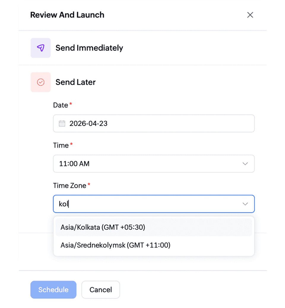 Configuring a personalized message template.