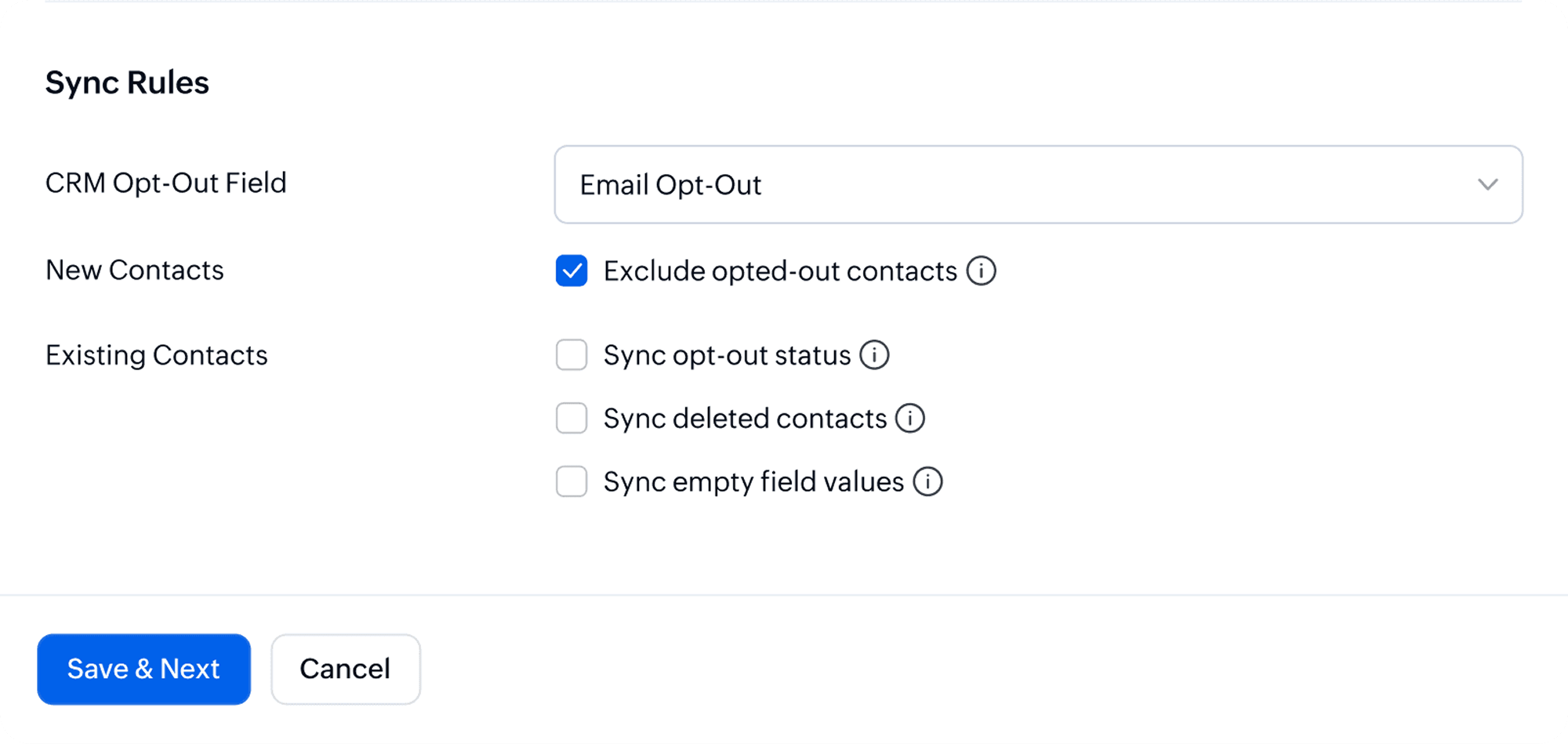 Zoho CRM email opt-out sync