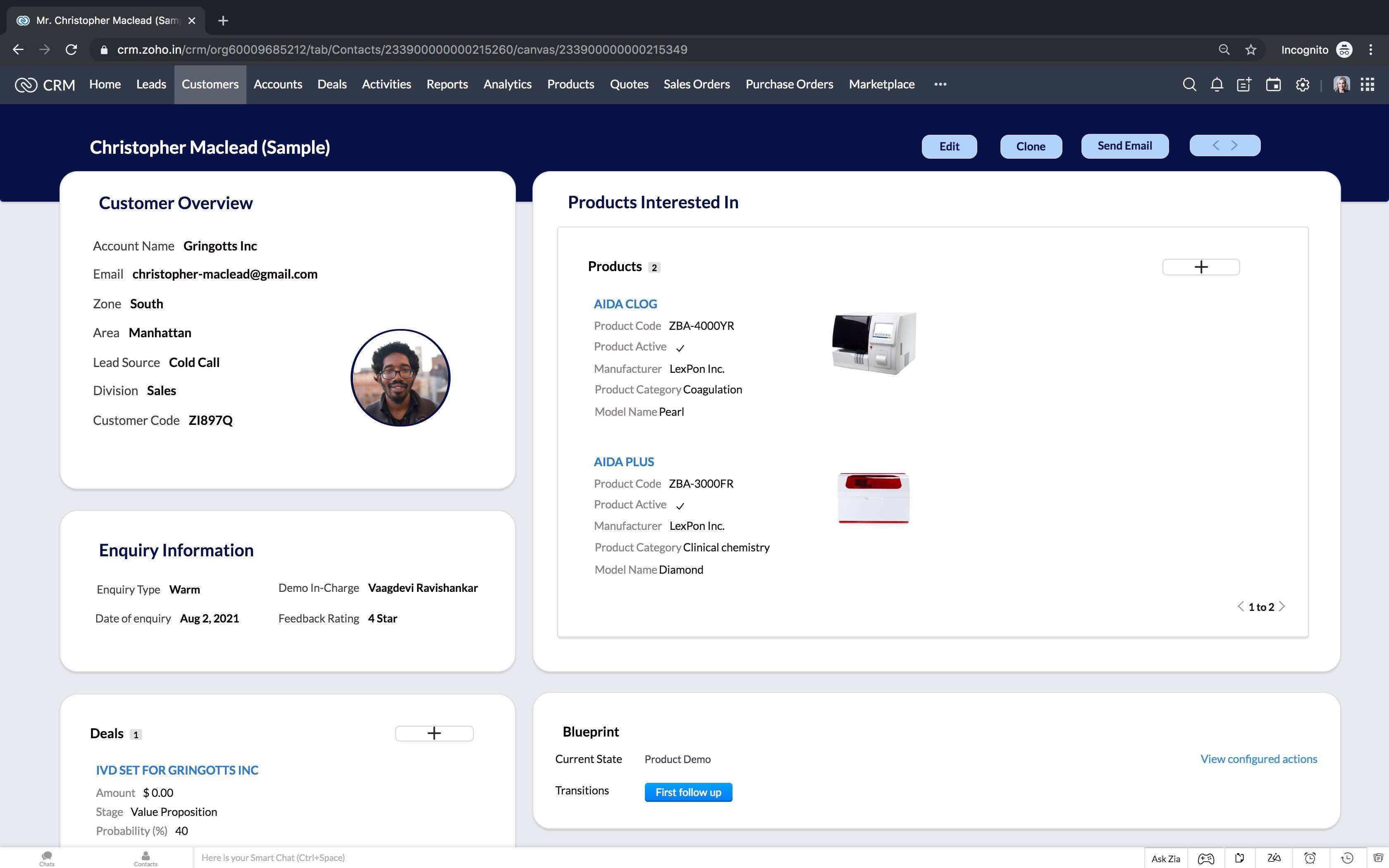 healthcare canvas record detail page