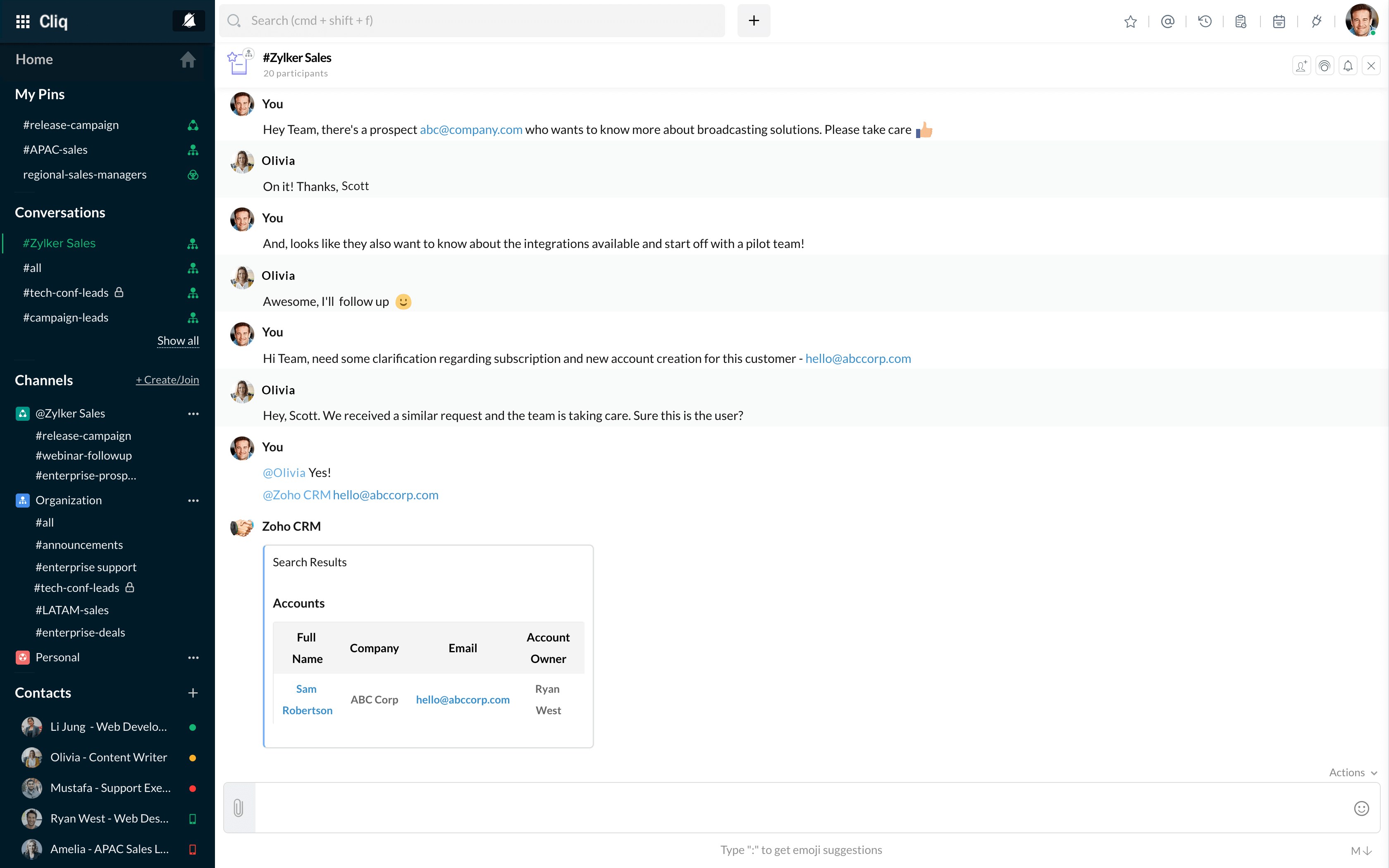 Let @Zoho CRM Bot do the talking
