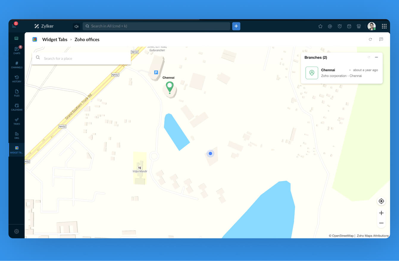 Maps in Zoho Cliq Widgets