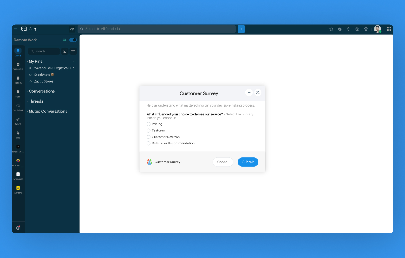 Customer Satisfaction surveys with Cliq Forms and radio buttons